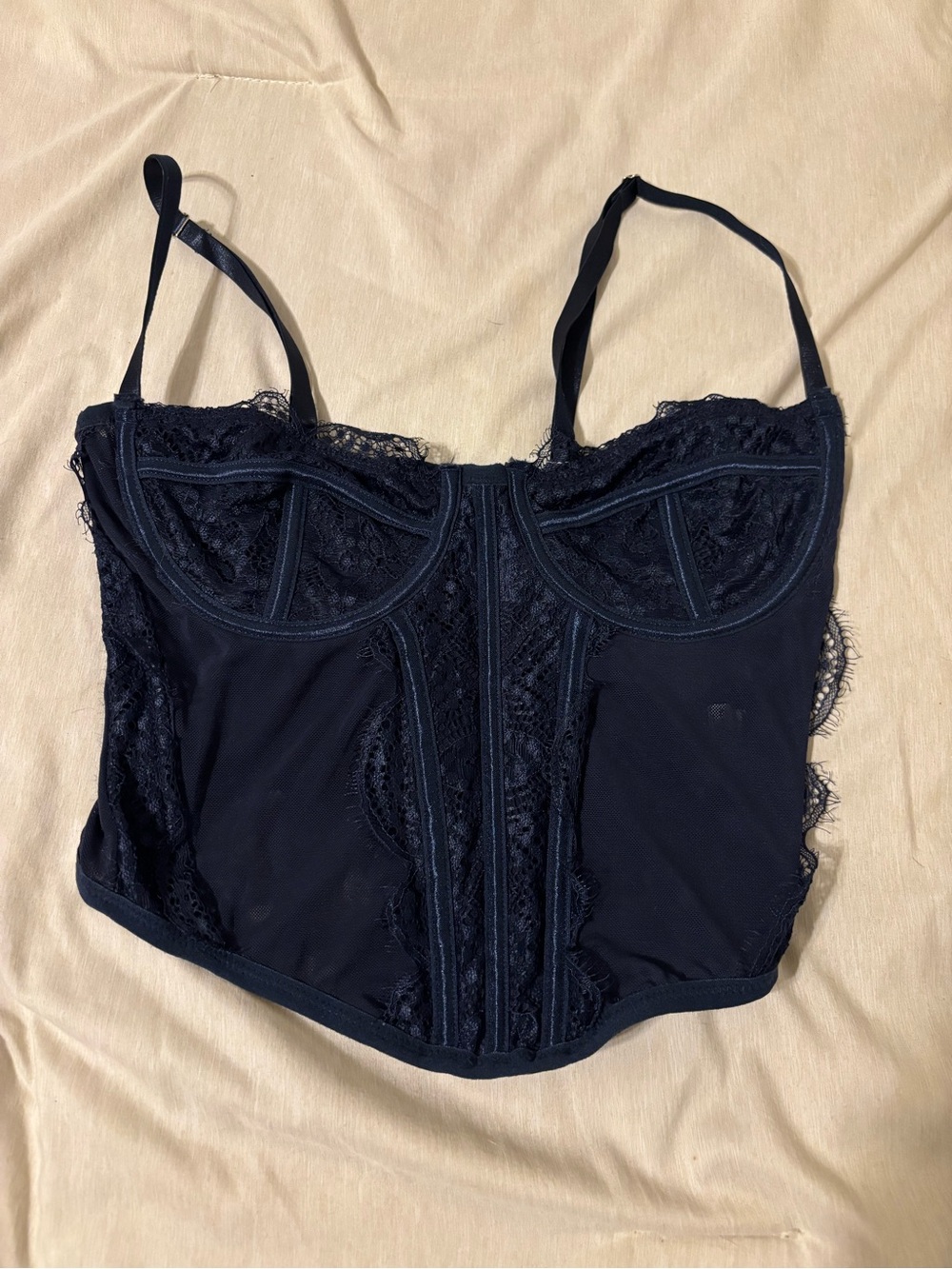 La Hearts Navy Lace Bustier